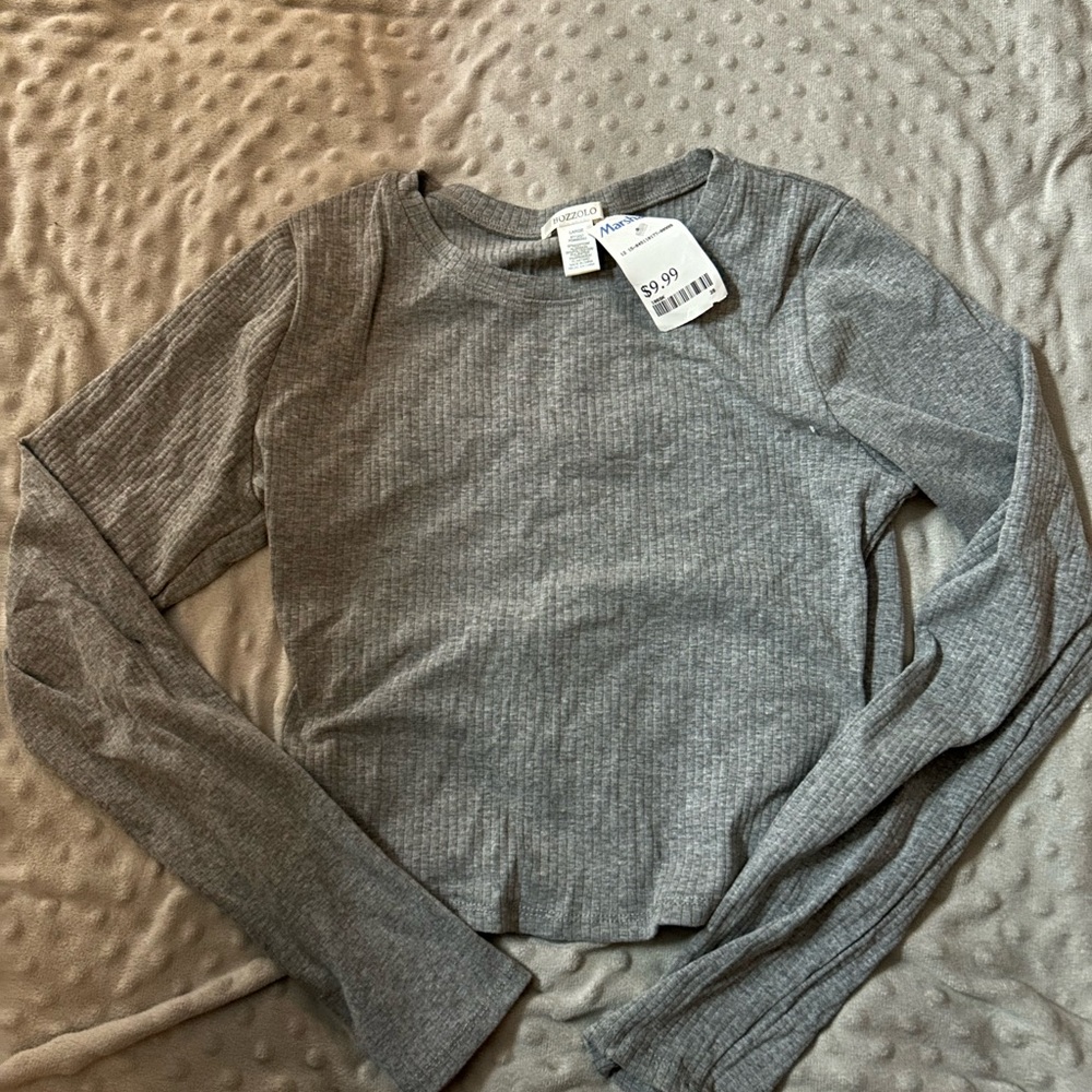 Bozzolo Gray Ribbed Long Sleeve Top